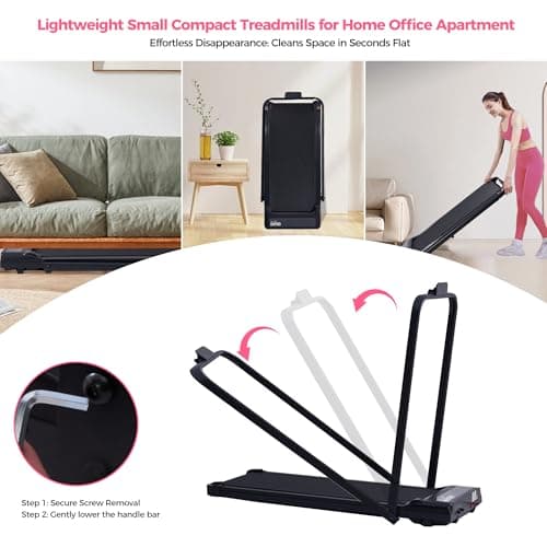 Portable Treadmill with Handles, 0.6-6.2MPH Compact Walking Pad with Handle Bar, 3.0HP Electric Walking Pads Treadmills for Home Small, 320LBS Home Small Under The Desk Treadmill for Small Spaces 9