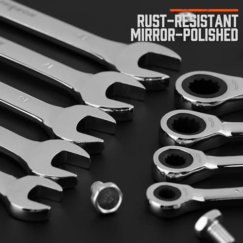 HORUSDY 24-Piece Ratcheting Wrench Set | Metric and SAE | Ratchet Combination Wrenches Set with Organizer | 72-Tooth | Chrome Vanadium Steel | 6-18 mm & 1/4” to 3/4“ (24-Piece) 7