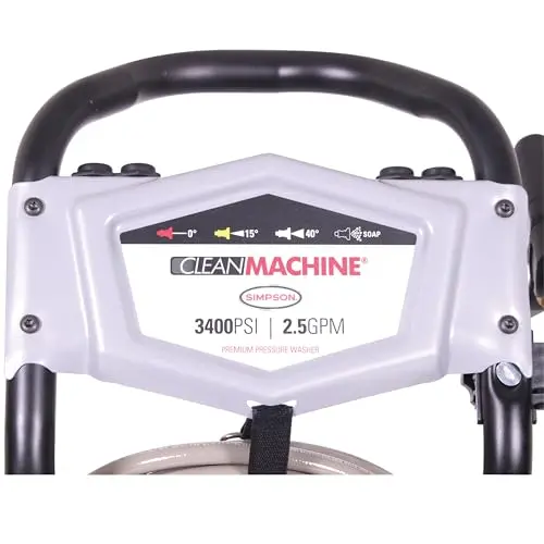 Simpson 3400 PSI Gas Pressure Washer, 2.5 GPM Residential Power Washer, Cold Water, 25' Hose, Clean Machine, 49-State Compliant (CM61083) 10