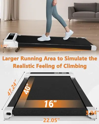 Walking Pad Treadmill Under Desk,Office Home Under Desk,265 lbs Capacity Compact Mini Treadmill 2.5HP 2 in 1 Walking Jogging with Remote Control.LED Display 7
