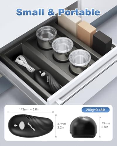 EASYVAVA Electric Can Opener - Rechargeable Can Openers Smooth Edge (Black) 9