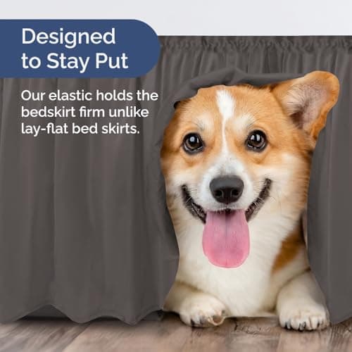 Wrap Around Dust Ruffle Bed Skirt - Dark Grey - for Full Size Beds with 15 Inch Drop - Elastic Strap - Adjustable Pleated Bedskirt with Brushed Fabric and Wrinkle Free - for Women, Men, Kids & Teens 7