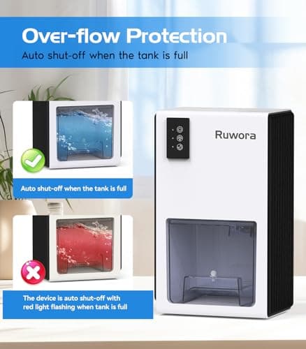 Dehumidifiers for Home, Dehumidifier for Room 9300 Cubic Feet (950 sq ft) with Auto Shut Off, RUWORA Small Dehumidifiers with 7 Colors LED Light & 85 OZ Water Tank for Bathroom Bedroom Closet 7