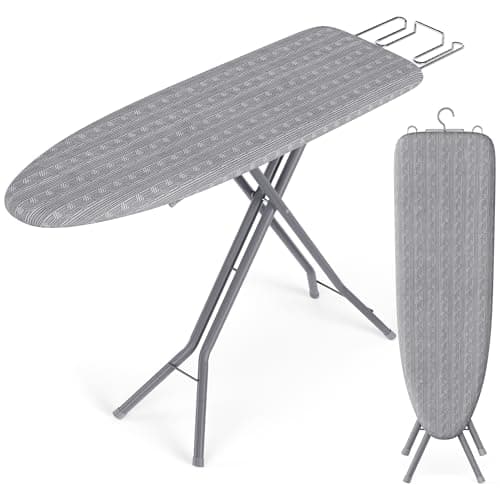 SONGMICS Ironing Board, Foldable Iron Board, Height Adjustable up to 35 Inches, with 4 Layered Cover and Pad, Iron Rest, Hook, Steel X-Legs, for Home, Laundry Room, Dorm, Dove Gray ULLB001G01