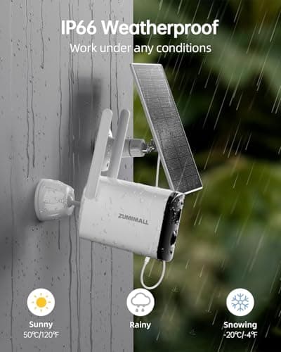 ZUMIMALL Security Cameras Wireless Outdoor, 2K Solar Camera for Home Security with 3MP Color Night Vision, 2.4GHz WiFi, 2-Way Talk, Spotlight & Siren, IP66 Waterproof, Compatible with Alexa 8