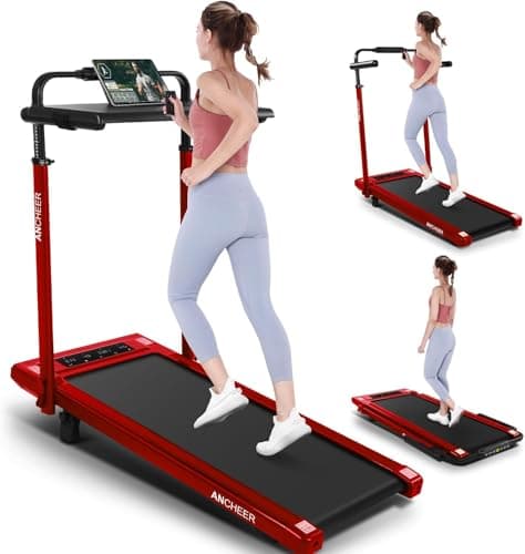 ANCHEER 15% Incline Treadmill 3.5HP Walking Pad Folding Under Desk Treadmills with Hand bar, Foldable 320-450lb Capacity Treadmill for Home/Office/Gym