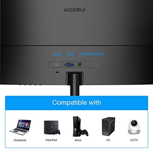 KOORUI 24-Inch Curved Computer Monitor- Full HD 1080P 60Hz Gaming Monitor 1800R LCD Monitor HDMI VGA, Tilt Adjustment, Eye Care, Black 24N5C 5