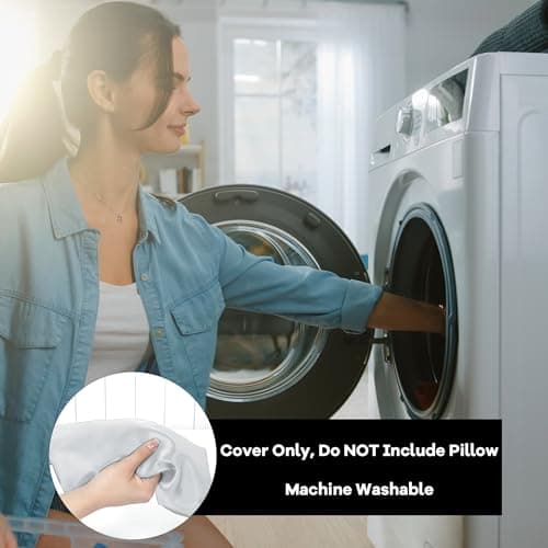 HOMBYS Satin Bed Wedge Pillow Cover Silky & Smooth Wedge Pillowcase 1 Pack 24x24x8, Soft & Breathable, Removable & Machine Washable-Zipper Design (Pillow Not Include), (Light Grey, 24"x24"x8") 6