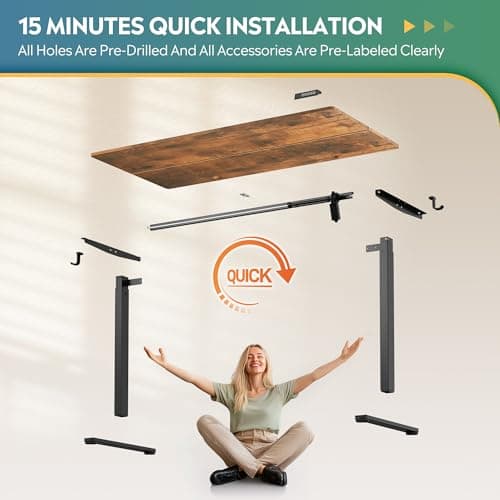 DEVAISE 55 x 28 Inches Electric Standing Desk, Adjustable Height Stand up Desk, 28" Deeper Desktop Sit to Stand Desk with 3 Memory Preset, Adjustable Computer Desk for Home Office (Rustic Brown) 7