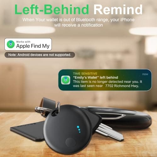 Tracker Tag 4 Packs Bluetooth Tracker, Smart Tag Locator Tracking Device, Keys Finder and Item Locator,Air Tracker Item Finders with Find My(iOS Only) Track Your Keys,Wallet,Luggage (Black) 5