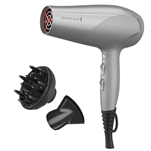 Remington Damage Protection Hair Dryer with Ceramic Ionic Tourmaline Technology, Grey, Diffuser and Concentrator, 3 Piece Set