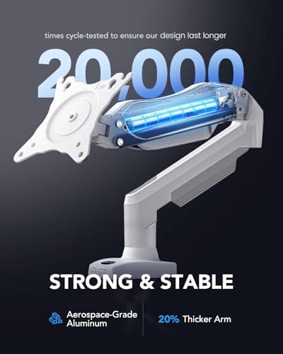 HUANUO Single Monitor Mount, 13 to 32 Inch Gas Spring Monitor Arm, Adjustable Stand, Vesa Mount with Clamp and Grommet Base - Fits 4.4 to 19.8lbs LCD Computer Monitors 6