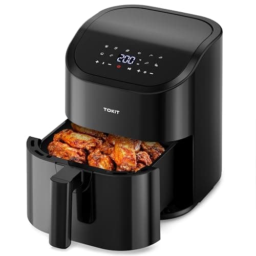 TOKIT Kitchen Air Fryer Countertop 10-in-1 with 4.8 QT Capacity Airfryer 95% Less Oil, 100+ Recipes, 1500W Max 400℉,Roast, Reheat, Dehydrate, Bake, Broil & More, Nonstick Basket Dishwasher-Safe, Gift