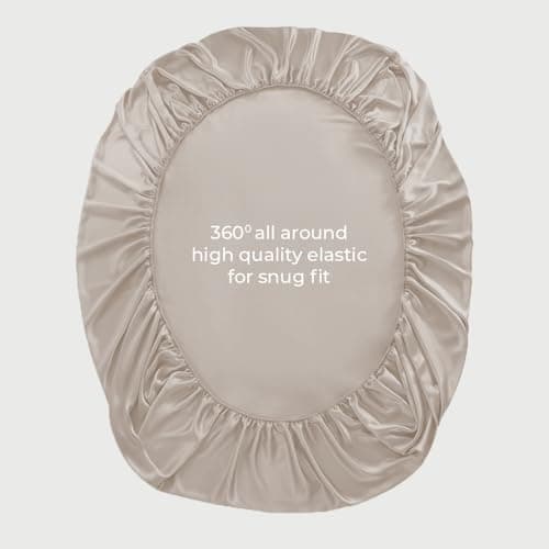 LINENWALAS Fitted Sheet Only Viscose Derived from Bamboo, Bottom Sheet for Queen Size Bed – 16” Deep Pocket, All Around Snug Fit – Cooling, Breathable, Soft, Hypoallergenic (Taupe, Queen) 5