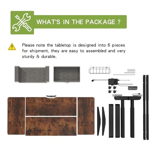 Radlove Dual Motors Height Adjustable 55 x 30'' Electric Standing Desk with Drawer Stand Up Table 4 Memory Keys, Computer Desk with Splice Board Home Office Desk, Rustic Brown Top + Black Frame 8