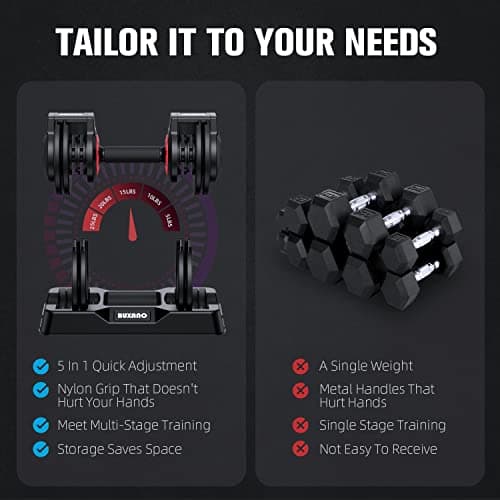 Adjustable Dumbbell 25LB 5 in 1 Single Dumbbell for Men and Women Options with Anti-Slip Metal Handle Adjust Weight Suitable for Full Body Workout Fitness 6