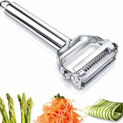 AnGeer Julienne Peeler, Stainless Steel Vegetable Peeler, Double-Sided Blade Vegetable Julienne Cutter and Fruit Slicer, Dual Blade Multifunction Potato Peeler