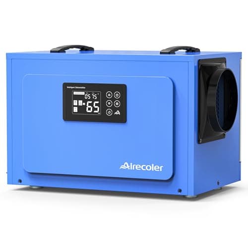 Airecoler 125 Pints Commercial Dehumidifier for Crawl Spaces & Basements with Drain Hose, Industrial Grade Water Damage Restoration for up to 6,000 sq ft, Auto Defrost, Memory Starting