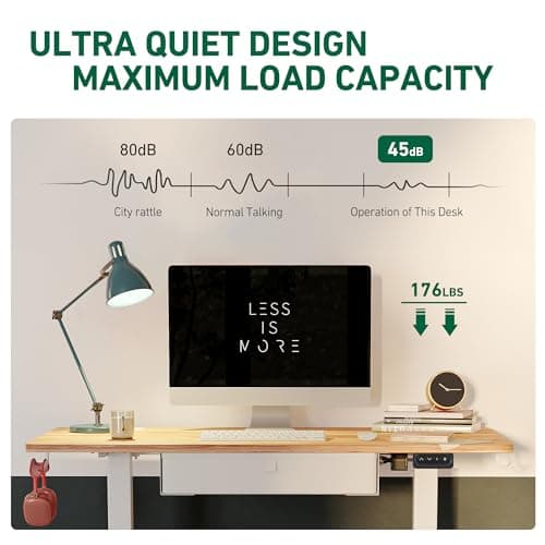 FEZIBO 63 x 24 Inches Standing Desk with Drawer, Adjustable Height Electric Stand up Desk with Storage, Sit Stand Home Office Desk, Ergonomic Computer Desk, White 5