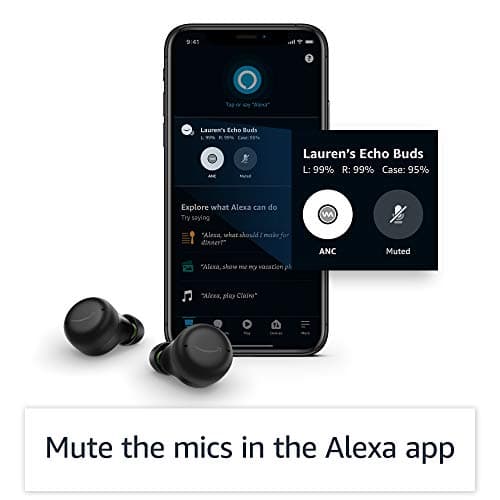 Amazon Echo Buds with Active Noise Cancellation (newest model), Wireless earbuds with active noise cancellation and Alexa, Wireless charging case and made for Amazon wireless charging pad, Black 5