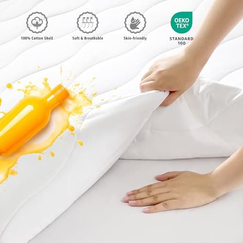 Cotton Waterproof Twin XL Mattress Protector for Dorm Room Essentials, Breathable Soft Quilted Mattress Pad, Noiseless Fitted Mattress Cover with Deep Pocket Fits Up to 22" Mattress (39x80 White) 5