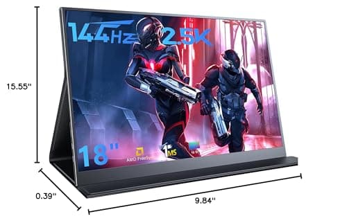 2.5K Portable Gaming Monitor, 18" 144Hz IPS Portable Laptop Monitor, Second Screen Dual USB C HDMI Computer Gaming Display with Speakers & Smart Cover, Travel Monitor for PC Phone PS4/5 Xbox Switch 8