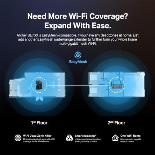 TP-Link Tri-Band BE15000 WiFi 7 Router Archer BE700 | 8-Stream 15Gbps | 1×10G+1×2.5G+2×1G Ports, USB 3.0 | 6 Internal Antennas | VPN Clients & Server | Easy-Mesh, MLO, Private IOT, Free Expert Support 7