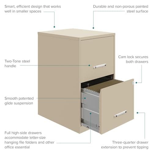 Lorell 14340 18 Deep 2-Drawer File Cabinet, Putty 5