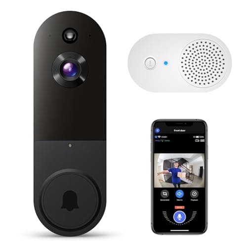Guggre 1080P Smart Video Doorbell Camera, Intelligent AI Human Detection, Two-Way Audio, IR Night Vision, 2.4Ghz Wi-Fi Only, Battery Powered, Cloud Storage (Sold Seperately)