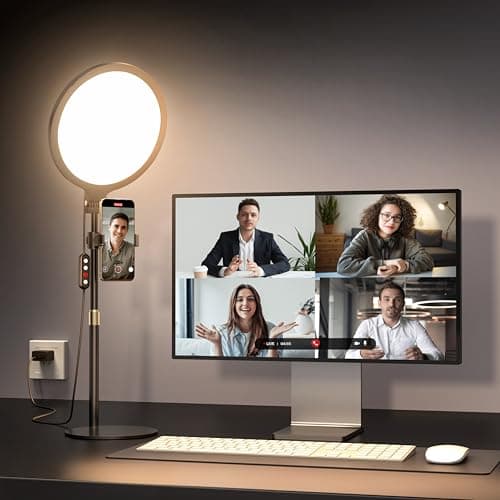 Ring Light with Stand for Zoom Meetings, 360° Rotate 10.5" Zoom Lighting for Computer Video Conference Light Desk Light, Full-Screen LED Lighting with Phone Holder for Live Streaming, Video Call