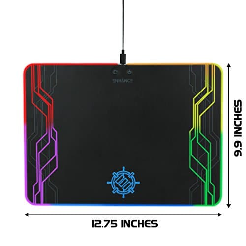 ENHANCE LED Gaming Mouse Pad RGB - Hard Mouse Pad with 7 Light Up Modes and Brightness Controls - Large Surface (13.75 x 9.8 in) with Glowing Lights and Rubber Non-Slip Grip for Desktop Gamers 8
