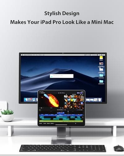 KU XIU Magnetic Wireless Charging Stand Only for iPad Pro 13" M4/M5 2025, Aluminum Alloy Foldable Holder Mount, 360° Adjustable Tablet Stand for Desk with 1M USB-C Cable for iPad Pro 13 inch M4/M5 7