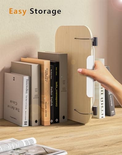 Amasrich Book Stand for Reading, Adjustable Holder with 360° Rotating Base & Page Clips, Foldable Desktop Ricer for Cookbook,Sheet Music,Laptop,Recipe,Textbook,Hands Free,Wood,Aluminium 8