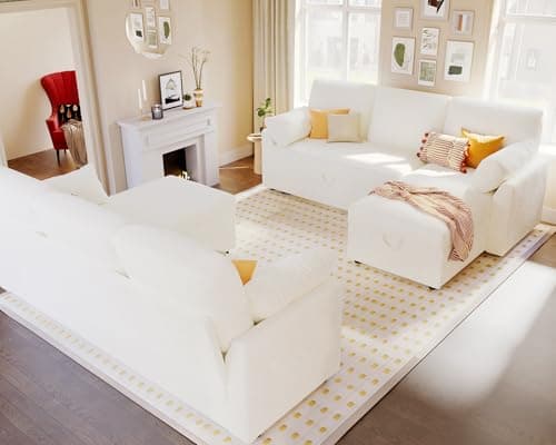 VanAcc Sofa Bed, Sleeper Sofa- 2 in 1 Pull Out Couch Bed with Storage Chaise for Living Room, White Sherpa 7