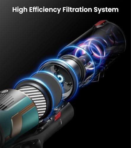 Cordless Vacuum Cleaner, Upgraded 580W 48KPA 65Mins Vacuum Cleaners for Home, Cordless Stick Vacuum Cleaner with Self-Standing and LED Screen, Anti-Tangle Wireless Vacuum for Pet Hair/Carpets/Floors 8