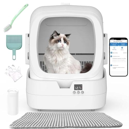 Automatic Cat Litter Box Self Cleaning - g - Ultra-Quiet, Medium Cats and Kittens Litter Box, Safe Anti-Pinch【Assembly Required】