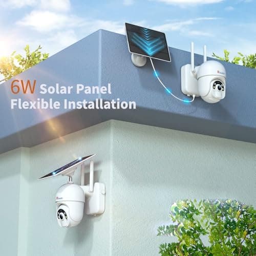 Ctronics 6W Solar Panel Security Camera Outdoor, 30M Color Night Vision Spotlight, PC & Phone Access, 2K 3MP Battery Camera with PIR Human Detection, 2-Way Audio, IP66 (White) 5