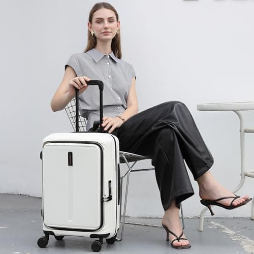 Haimyren 20“ Expandable Carry on Luggage Front Opening, 22x14x9 Airline Approved Hardshell Spinner Carry-on Suitcase with Wheels, TSA Lock, Lightweight Durable Travel Luggage (Purple, 20 inch) 6