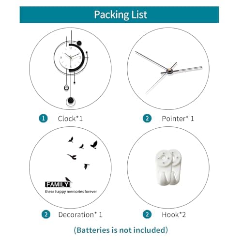 YIJIDECOR Large Wall Clocks for Living Room Decor Modern Silent Wall Clock Battery Operated Non Ticking for Bedroom Office Kitchen Home Decorative Metal Clock Wall Art Decor for Home 13x29inch 7