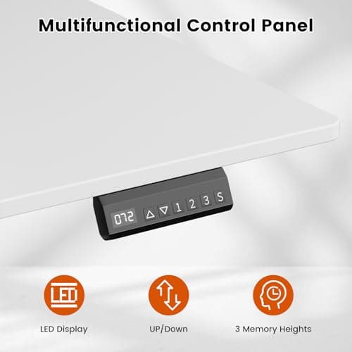 REAHOME Electric Standing Desk with Drawers, 47 x 24 Inches Height Adjustable Sit Stand Desk with Storage, 3 Memory Preset Home Office Computer Table, Printer Cabinet, 2 Hooks, Cable Management, White 5