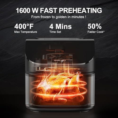 RAMJOY Air Fryer 6.8 Quarts, 10-in-1 Functions, Air Fry, Roast, Bake, Broil, Dehydrate, Large & Compact Air Fryers, Nonstick & Dishwasher-Safe Airfryer Basket, Stainless Steel Air Fryer, Metal Grey 5