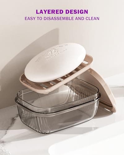 Travel Essentials Soap Holder with Lid,Leakproof Soap Dish with Drainage Layer, Portable Travel Soap Bar Case for Camping, Gym, Bathroom,Kitchen,Dormitory,Hotel(Clear) 7
