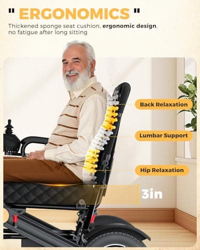 Electric Wheelchair for Adults, 25+ Miles Travel Range High Tech Electric Wheelchairs Support 350LB, 3 Seconds Folding Portable Wheelchair for Transport, All Terrain 500W Motorized Wheelchair 7