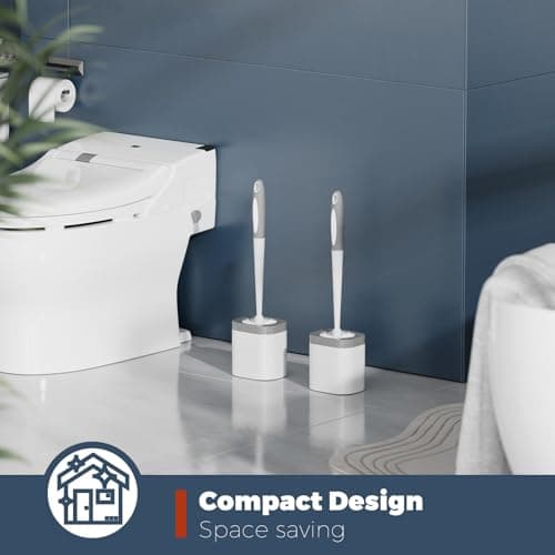 Holaloha Toilet Brush, 2 Pack Toilet Brush and Holder Set Bathroom Accessories, Toilet Bowl Brush and Holder for Bathroom, White 7