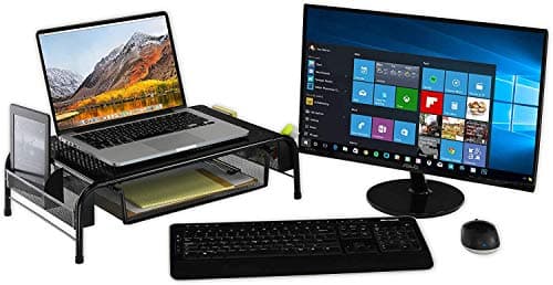 Simple Houseware Metal Desk Monitor Stand Riser with Organizer Drawer, Black 5