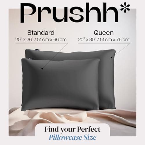 Prushh Luxury Silk Pillowcase - 100% Pure Mulberry Silk - 22 Momme 6A High-Grade Fibers - Silk Pillow Cover for Hair & Skin, Soft, Hidden Zipper, Anti-Acne (Charcoal Grey, Queen (20'' x 30'')) 5