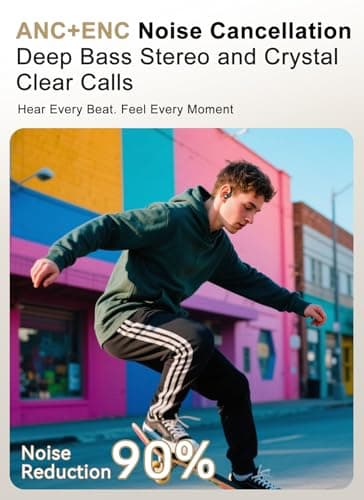 jaddsa Wireless Earbuds, ANC Noise Cancelling Sport Ear Buds with Multifunctional Touch Screen, Bluetooth 5.4 Headphones, Bass Stereo Sound, 5 EQ Over The Ear Earbuds for Sports/Workout/Gym-Black 6