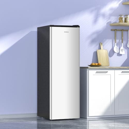 BANGSON Upright Freezer, 7.0 Cu.ft Stand Up Freezer, Convertible Upright Freezer/Refrigerator, Single Door for Kitchen,Garage, Office, Apartment, Silver 9