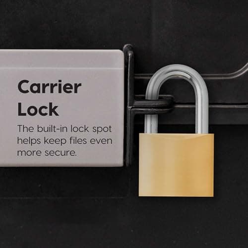 IRIS USA File Box with Lid File Organizer for Letter File w/Organizer-Lid, Plastic Mobile Filing Organizer, Water Resistant Document Box, Portable File Box with Handle, Secure Buckle, Lockable, Black 5