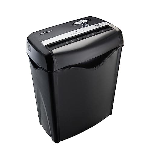 Amazon Basics 6-Sheet Cross-Cut Paper and Credit Card Shredder with 3.8 Gallon Bin, Shreds Staples, Black